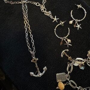 Brighton Nautical Charm Bracelet Necklace & Earrings Retired Rare Vintage